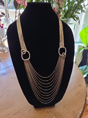 ABS By Allen Schwartz Gold-Tone Multi-Strand Toggle Clasp Necklace w Pavé Loops